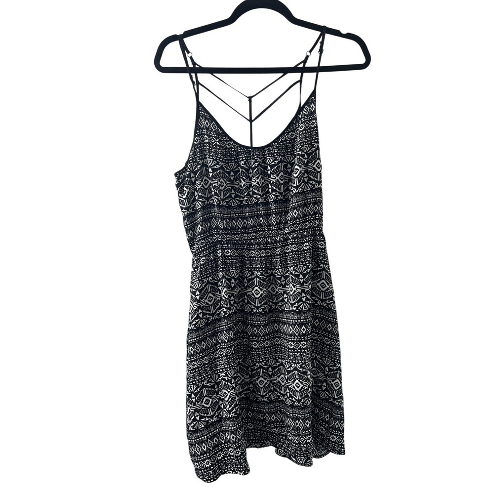 J for Justify Girls Black White Tribal Print Strappy Back Boho Mini‎ Dress Large